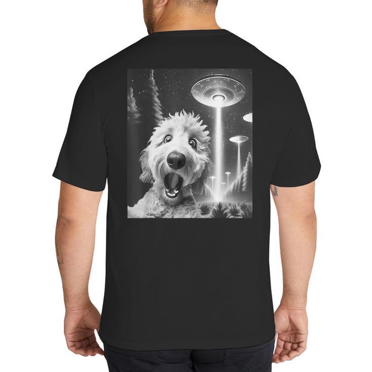 Goldendoodle Alien UFO Taking a Selfie Dog Mom Dad Big And Tall Men's T-Shirt Back Print