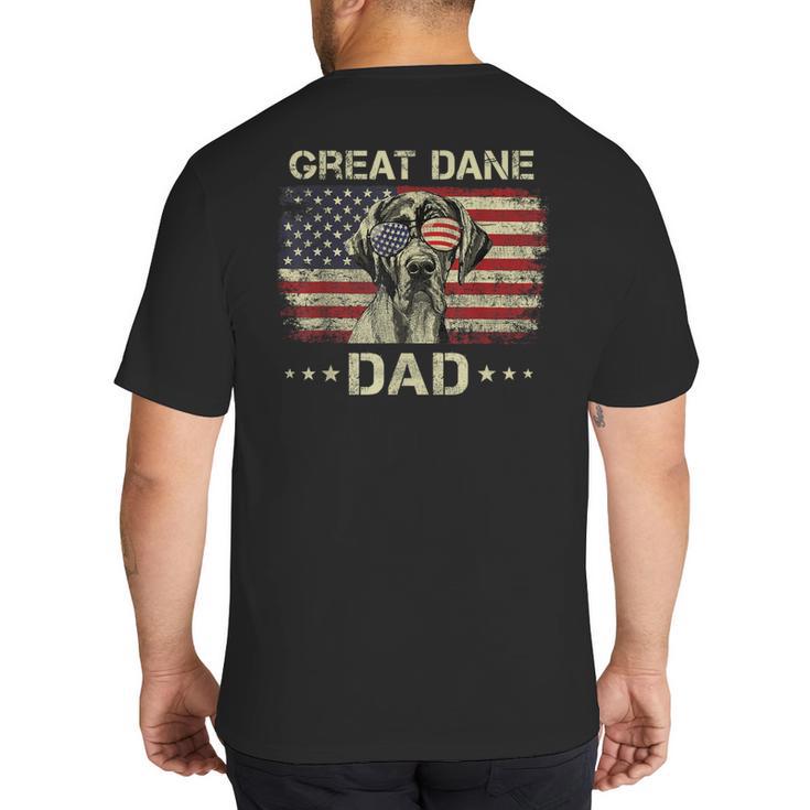 Great Dane Dad Dog Lovers American Flag 4th Of July Big And Tall Men's T-Shirt Back Print