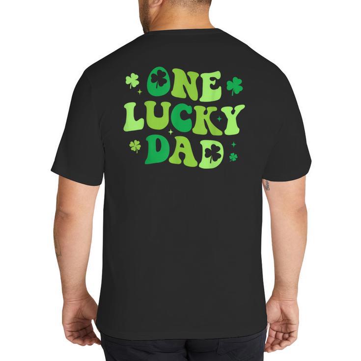Groovy St Patrick's Day Apparel One Lucky Dad Shirt  Small Modern Groovy St Patrick's Day Shirt Big And Tall Men's T-Shirt Back Print