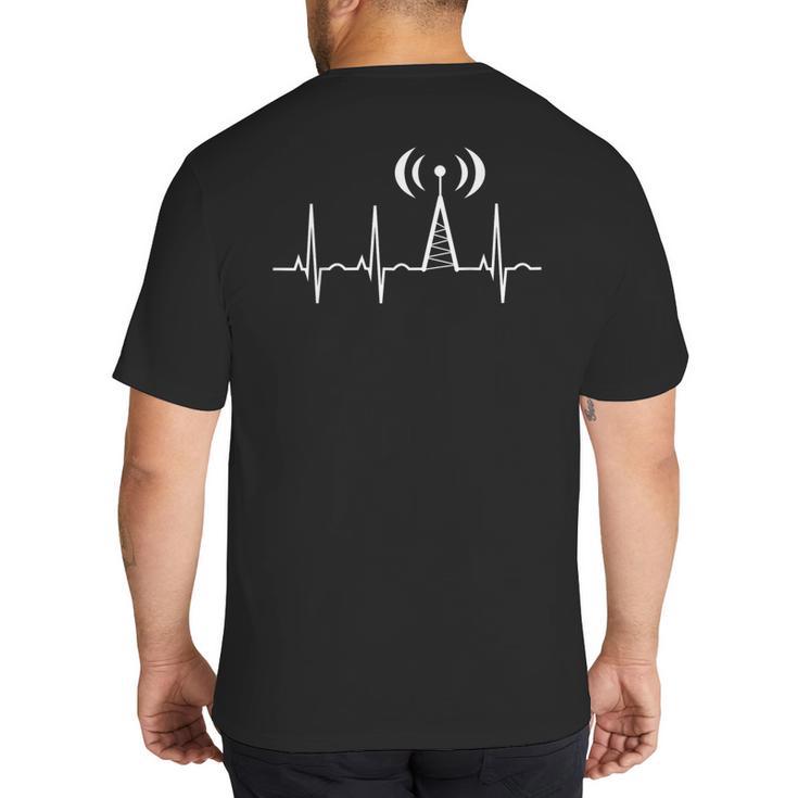 HAM Radio For Dad Ham Radio Operator Heartbeat Big And Tall Men's T-Shirt Back Print