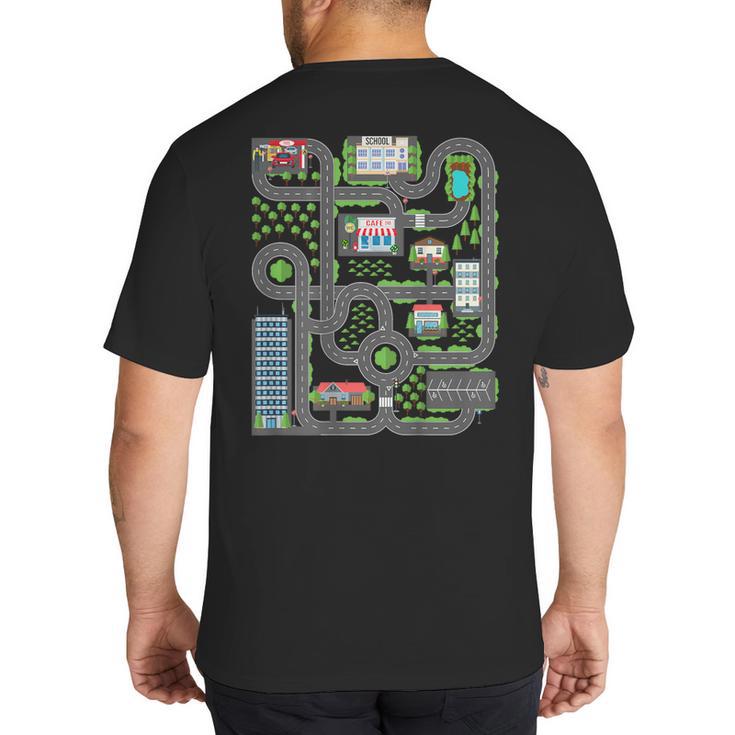 Kid Play Cars On Dad Back Race Track Mat Fathers Day Big And Tall Men's T-Shirt Back Print