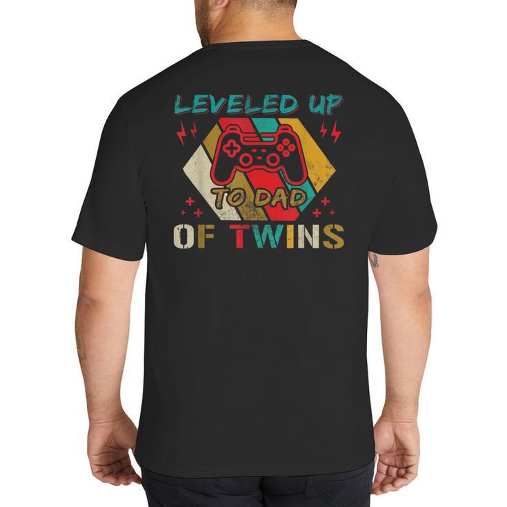 Leveled Up To Dad Of Twins Video Gamer Gaming Big And Tall Men's T-Shirt Back Print
