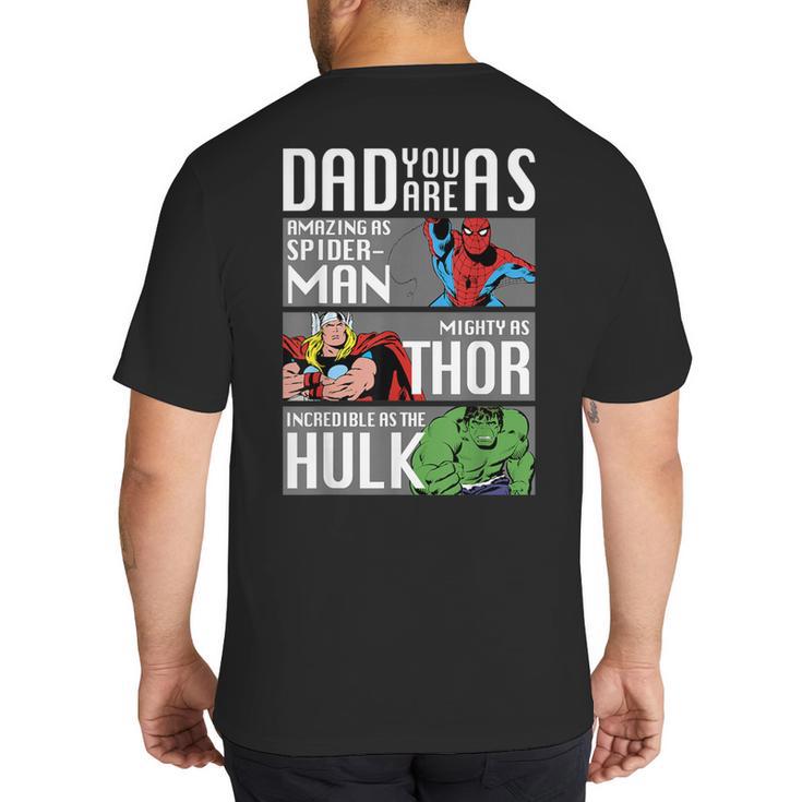 Marvel Father's Day Spider-Man Thor Hulk Dad Attributes Big And Tall Men's T-Shirt Back Print
