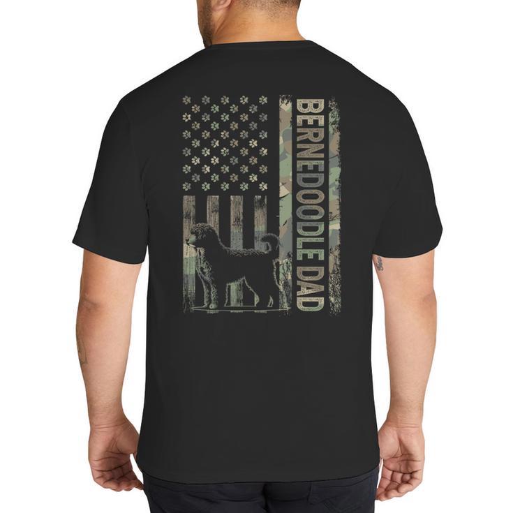 Mini Bernedoodle Dad Camo USA Flag DESIGN ON BACK Big And Tall Men's T-Shirt Back Print