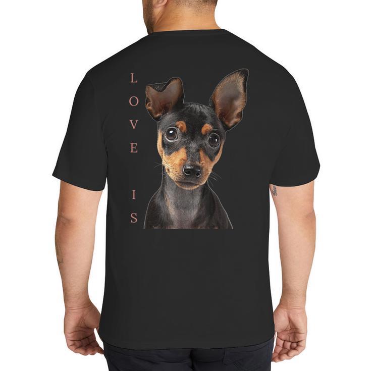 Miniature Pinscher Shirt Dog Mom Dad Tshirt Love Puppy Pet Big And Tall Men's T-Shirt Back Print