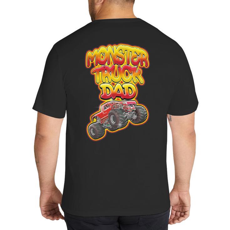 Monster Truck Dad Hot Red Graffiti Style Big And Tall Men's T-Shirt Back Print