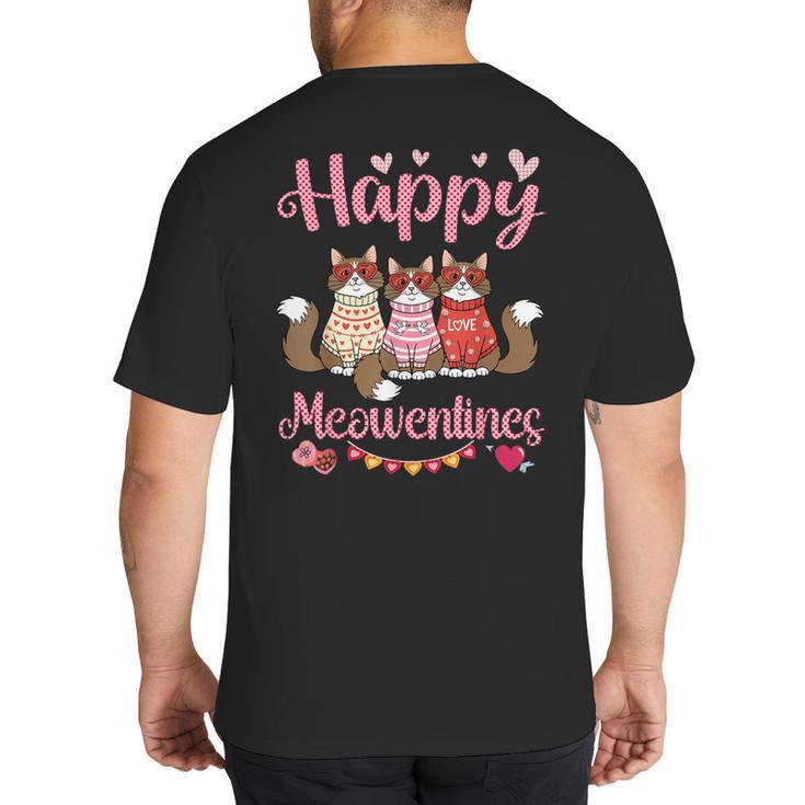 Norwegian Forest Cat Happy Meowentines Valentine Dad Mom Big And Tall Men's T-Shirt Back Print