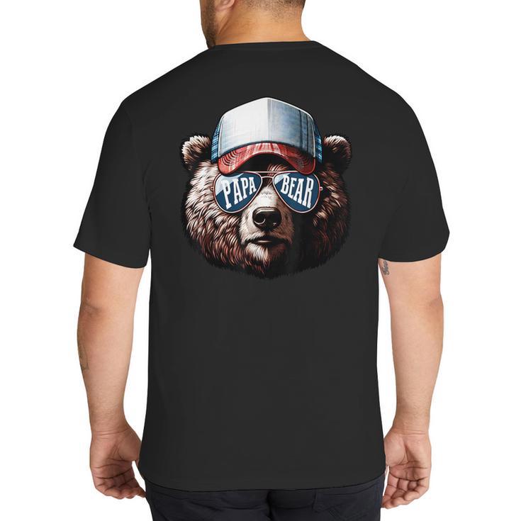 Papa Bear Face Cool Dad Style Retro Fathers Day Daddy Bear Big And Tall Men's T-Shirt Back Print