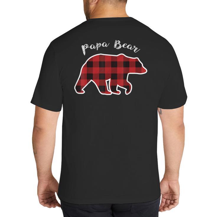 PAPA Bear Men Red Plaid Christmas Pajama Family Dad Small Big And Tall Men's T-Shirt Back Print
