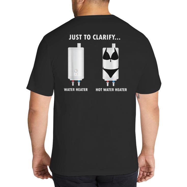 Plumber Hot Water Heater Plumbing Dad Joke Big And Tall Men's T-Shirt Back Print