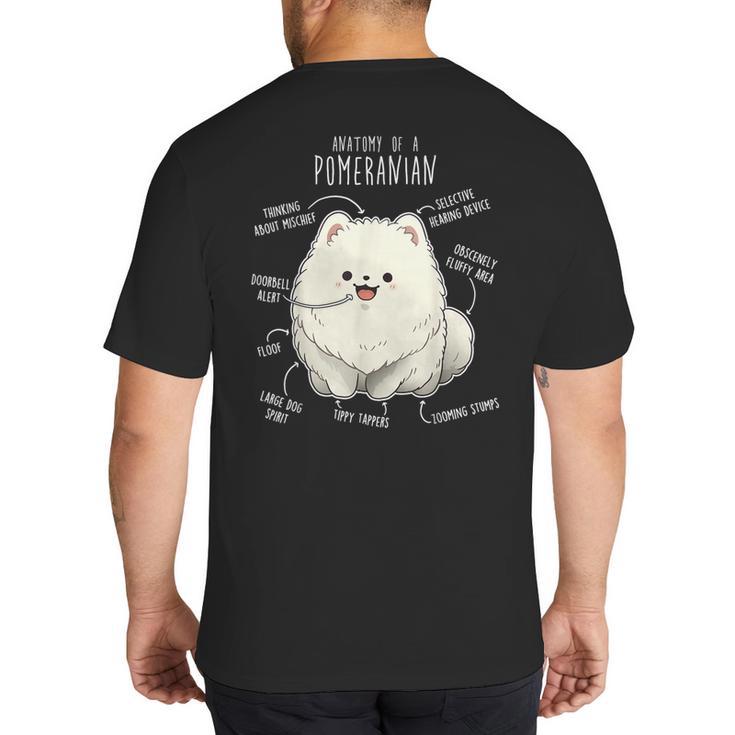 Pomeranian Anatomy Cute Pet Pom Mom Dog Dad For Men Women Girls Kids Big And Tall Men's T-Shirt Back Print