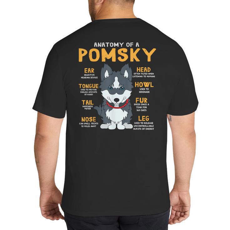 Pomsky Anatomy Dog Mom Dad Big And Tall Men's T-Shirt Back Print