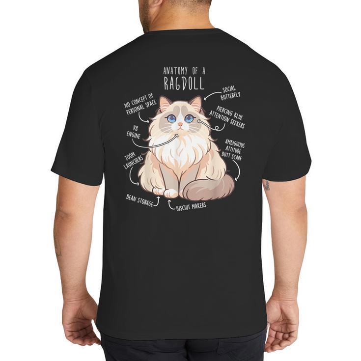 Ragdoll Cat Anatomy Cute Pet Mom Dad Cream Bicolor Big And Tall Men's T-Shirt Back Print