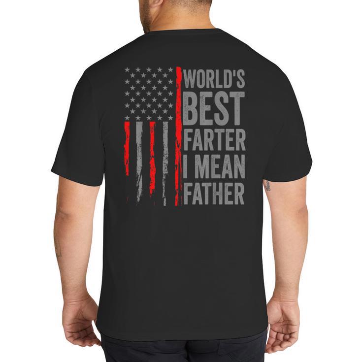 Retro Dad World's Best Farter I Mean Father Vintage Flag Usa Big And Tall Men's T-Shirt Back Print
