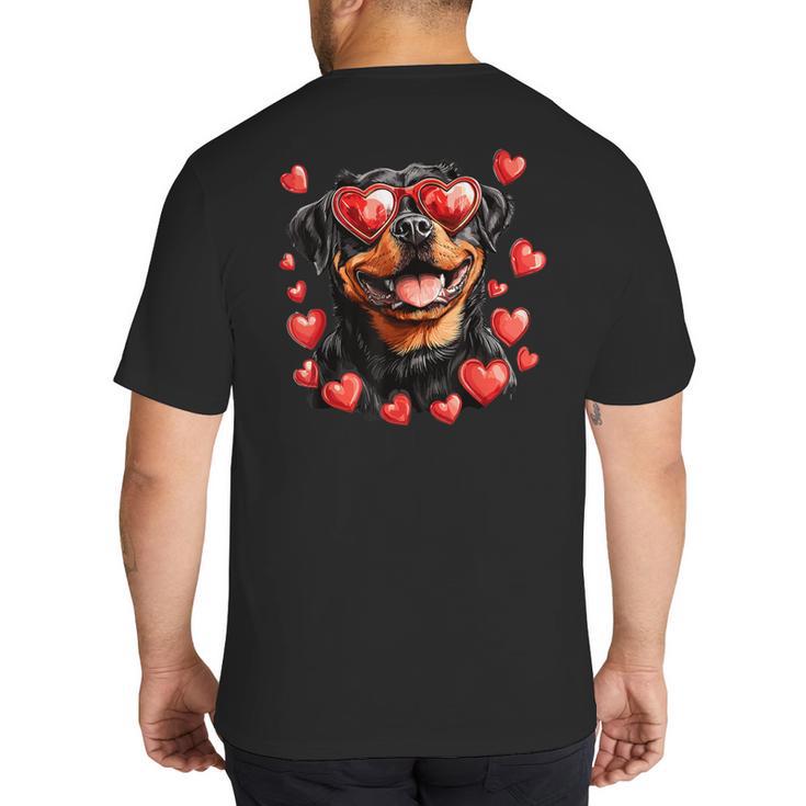 Rottweiler Heart Glasses Cute Rottie Dog Lover Mom Dad Kids Big And Tall Men's T-Shirt Back Print