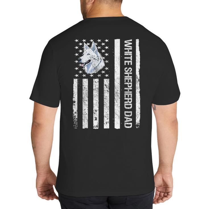 Shepherd Dad USA Flag White German Shepherd Big And Tall Men's T-Shirt Back Print