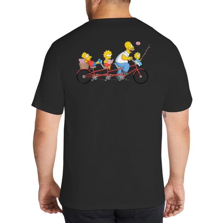 The Simpsons Father's Day Homer And Kids Bike Ride With Dad Big And Tall Men's T-Shirt Back Print