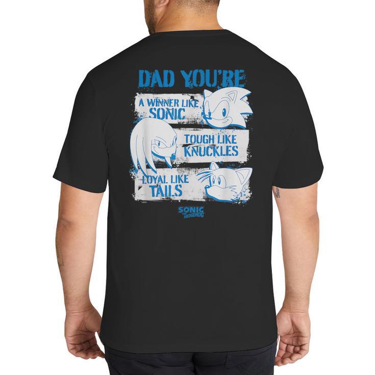 Sonic The Hedgehog Father's Day Dad Qualities Distressed Big And Tall Men's T-Shirt Back Print