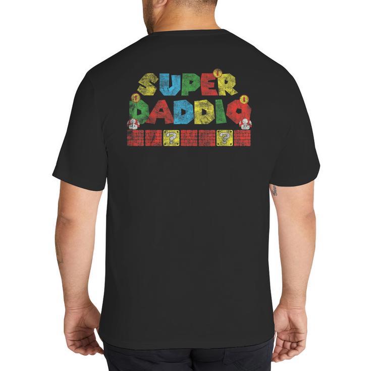 Super Daddio Retro Gamer Dad Style Big And Tall Men's T-Shirt Back Print