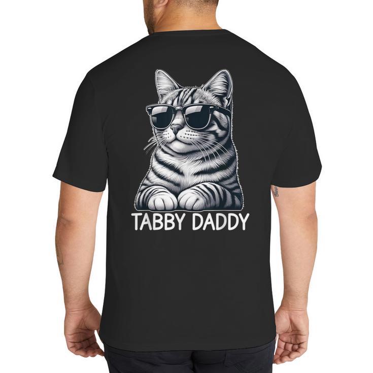 Tabby Daddy Cat Dad Graphic Grey Tabby Cat Lover Big And Tall Men's T-Shirt Back Print