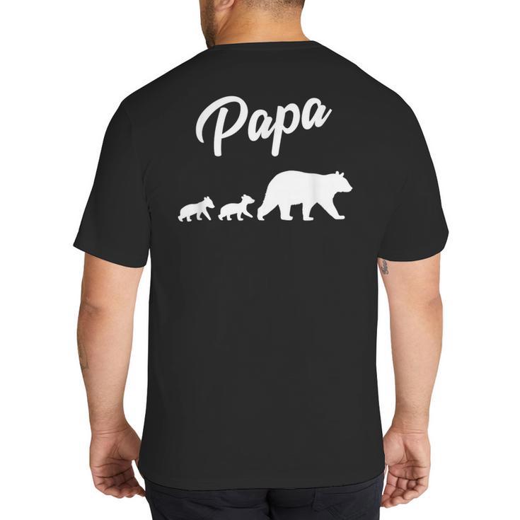 Twin Dad Papa Bear Two Cubs 2 Kids Big And Tall Men's T-Shirt Back Print