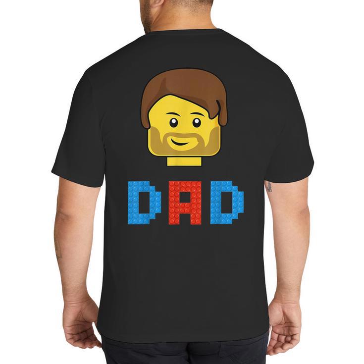 Unique Family Dad Master Builder Building Bricks Blocks Big And Tall Men's T-Shirt Back Print