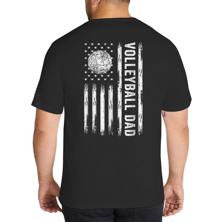 USA Flag Volleyball Dad Father's Day Big And Tall Men's T-Shirt Back Print