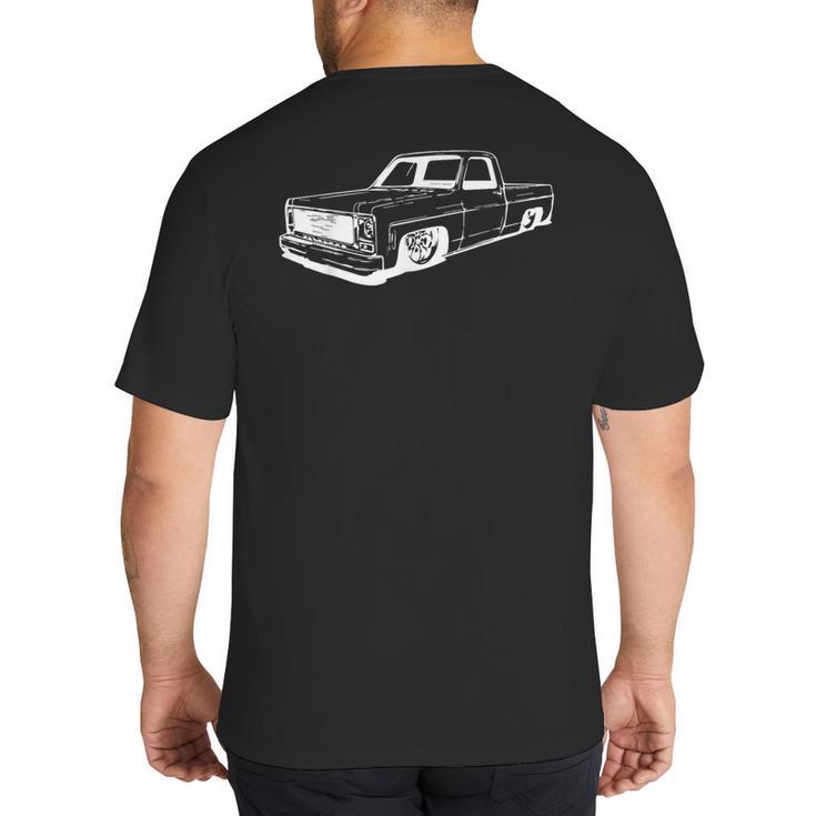 Vintage 73-87 Mini C10 Truck Slammed Graphic Dad Gag Father Big And Tall Men's T-Shirt Back Print