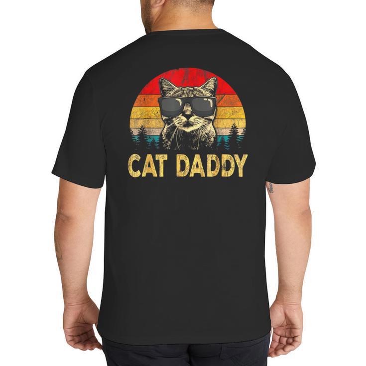 Vintage Cat Daddy Cat Lover Cat Dad Fathers Big And Tall Men's T-Shirt Back Print