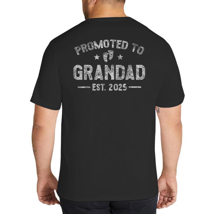 Vintage Promoted To Grandad Est 2025 Saying Retro Big And Tall Men's T-Shirt Back Print