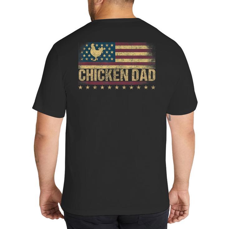 Vintage USA Flag Chicken Dad Stars Big And Tall Men's T-Shirt Back Print