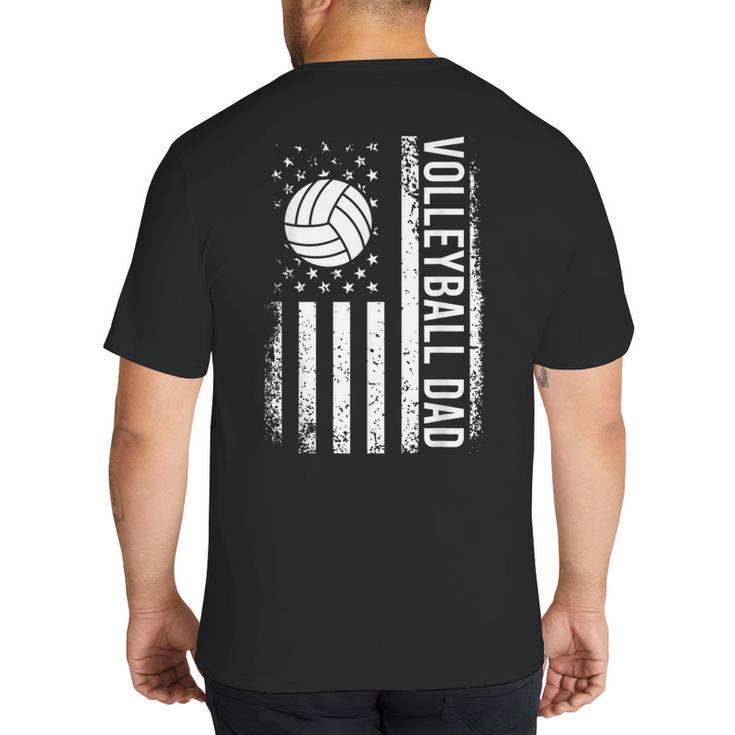 Vintage Volleyball Dad USA Flag Retro Fathers Day Daddy Papa Big And Tall Men's T-Shirt Back Print