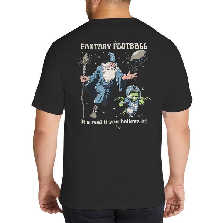 Wizard Dragon Fantasy Football Player Literal Dad Joke Big And Tall Men's T-Shirt Back Print