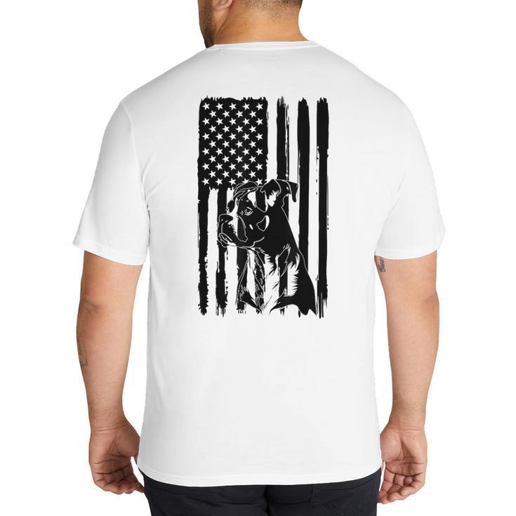 American Flag USA Patriot Boxer Dog Dad Big And Tall Men's T-Shirt Back Print