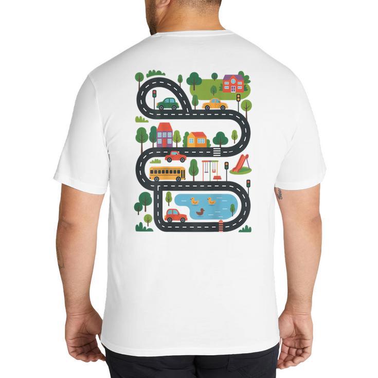 On Back Tired Dads Club Car Race Track On Dad Daddy Big And Tall Men's T-Shirt Back Print