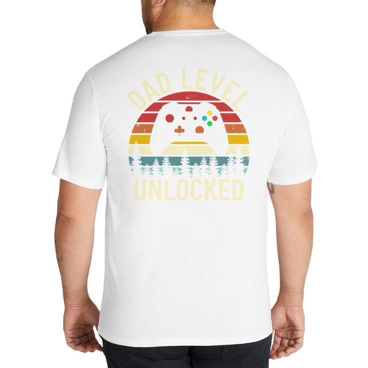 Cute Vintage Dad Level Unlocked Funny Gamer New Daddy Father Big And Tall Men's T-Shirt Back Print