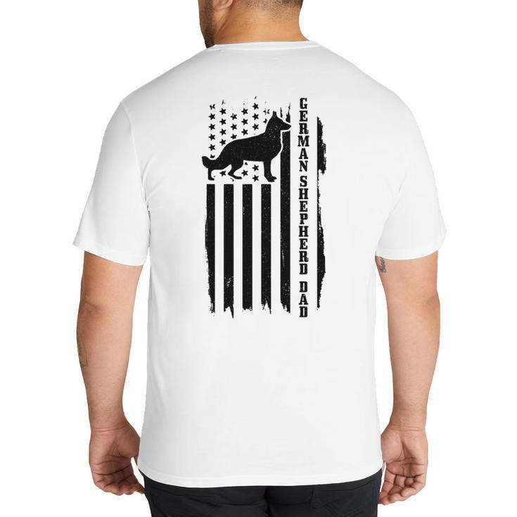 German Shepherd Dad Vintage Flag Patriotic Dog Big And Tall Men's T-Shirt Back Print