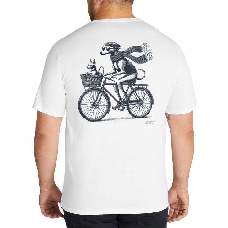 Italian Greyhound Whippet Bicycle Cycling Dog Mom Iggy Dad Big And Tall Men's T-Shirt Back Print
