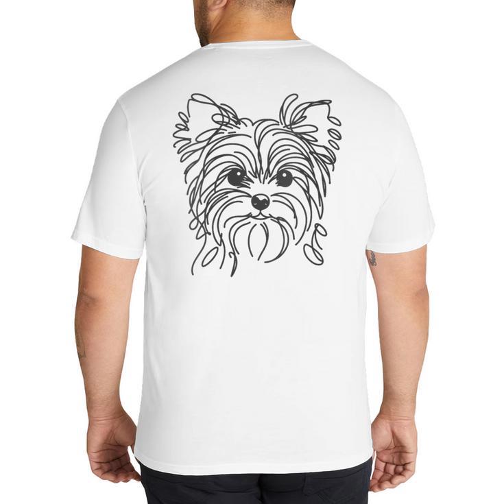 Line Art Dad Mom Dog Teecup Yorkie Big And Tall Men's T-Shirt Back Print