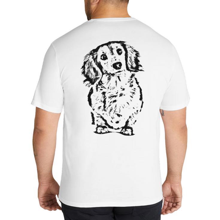 Long Hair Dachshund Lover Doxie Mom Dad Cute Wiener Dog Small Big And Tall Men's T-Shirt Back Print