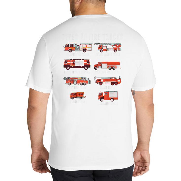 Toddler Boy Types Of FireTruck Firefighter Baby Dad Fireman Big And Tall Men's T-Shirt Back Print