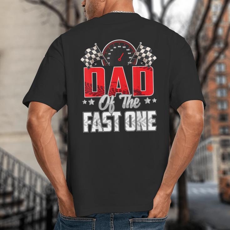 1 Year Old Racing Car Fast One Birthday 1st Family Dad Big And Tall Men's T-Shirt Back Print