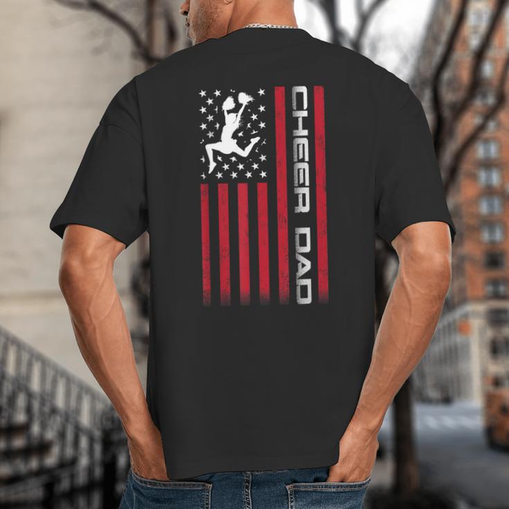 4th Of July US Flag Cheer Dad Shirt For Father's Cheer Big And Tall Men's T-Shirt Back Print