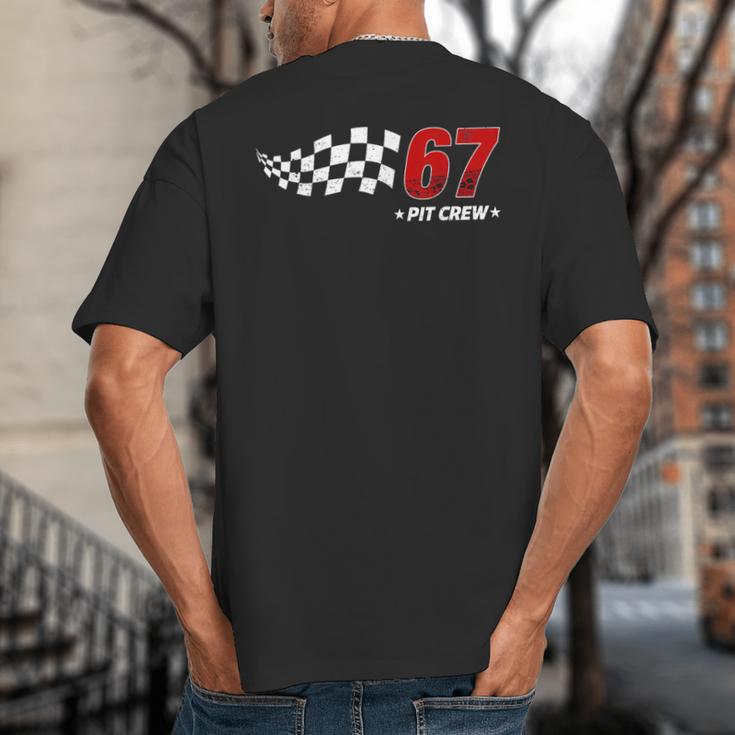 67 Pit Crew Six Seven Racing Birthday Race Car For Dad Mom Big And Tall Men's T-Shirt Back Print