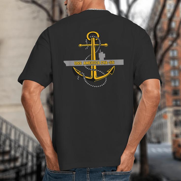 Aircraft Carrier USS America CVA-66 Veterans Day Dad Son Boy Big And Tall Men's T-Shirt Back Print