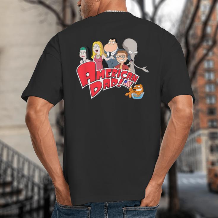 American Dad Show Logo With Family Cartoon Big And Tall Men's T-Shirt Back Print
