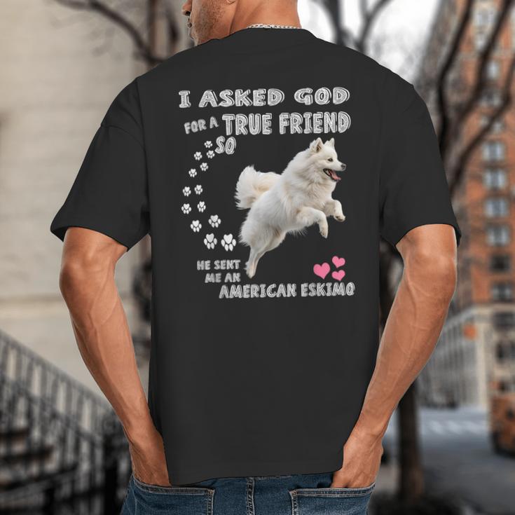 American Eskimo Dog Mom Eskie Dad Art Eskie Lover Quote Big And Tall Men's T-Shirt Back Print