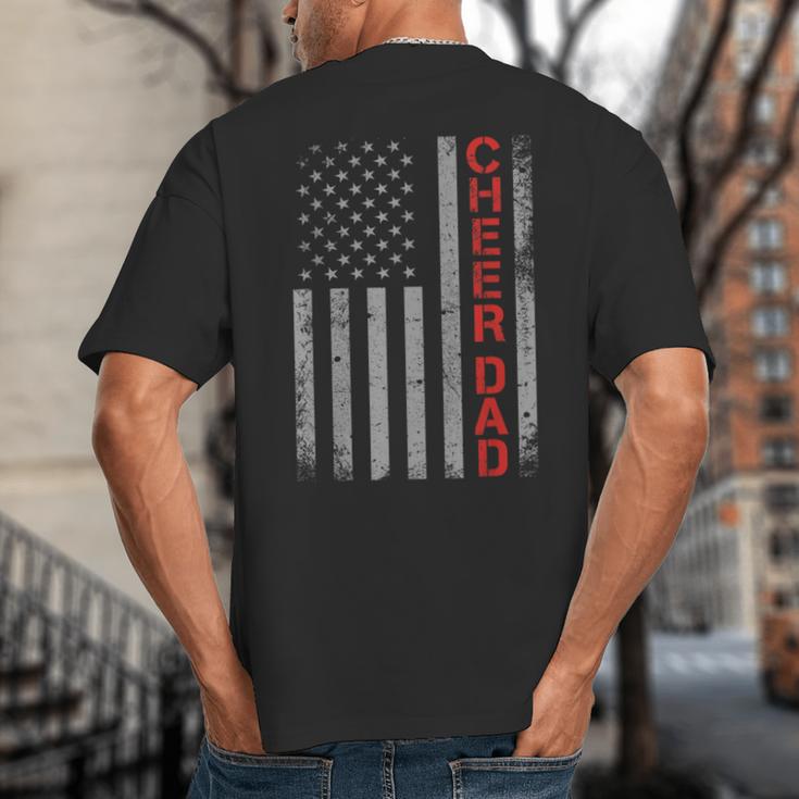 American Flag Cheer Dad Vintage Patriotic Father Cheerleader Big And Tall Men's T-Shirt Back Print