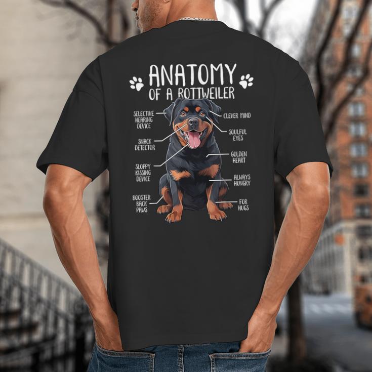 Anatomy Rottweiler Dog Owner Rottie Dad Mom Pet Lover Big And Tall Men's T-Shirt Back Print