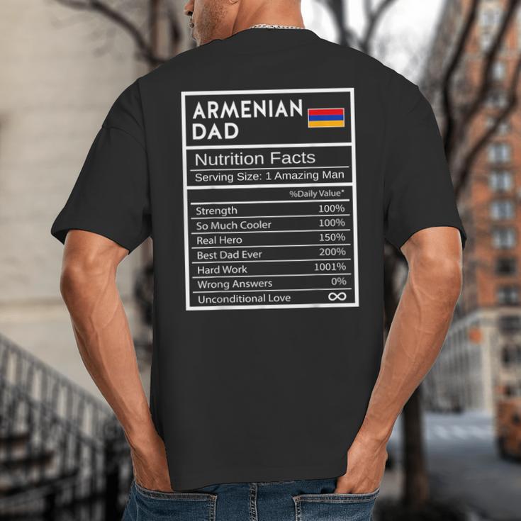 Armenian Dad Nutrition Facts National Pride For Dad Big And Tall Men's T-Shirt Back Print